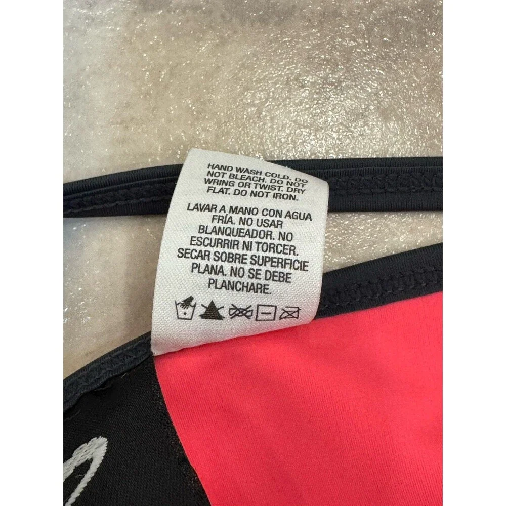 Athletech Girls Size 8 One Piece Swimsuit Coral Black Colorblock Cutout Swim